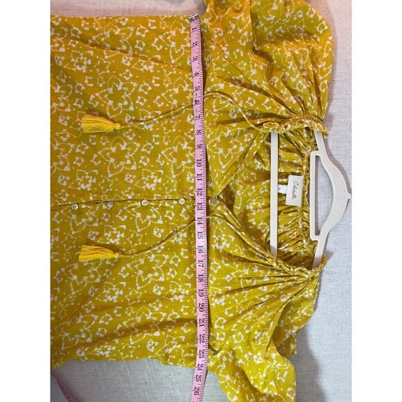 Cleobella Yellow & White Floral Boho Blouse With Tassels & Balloon Sleeves XL - Picture 6 of 9